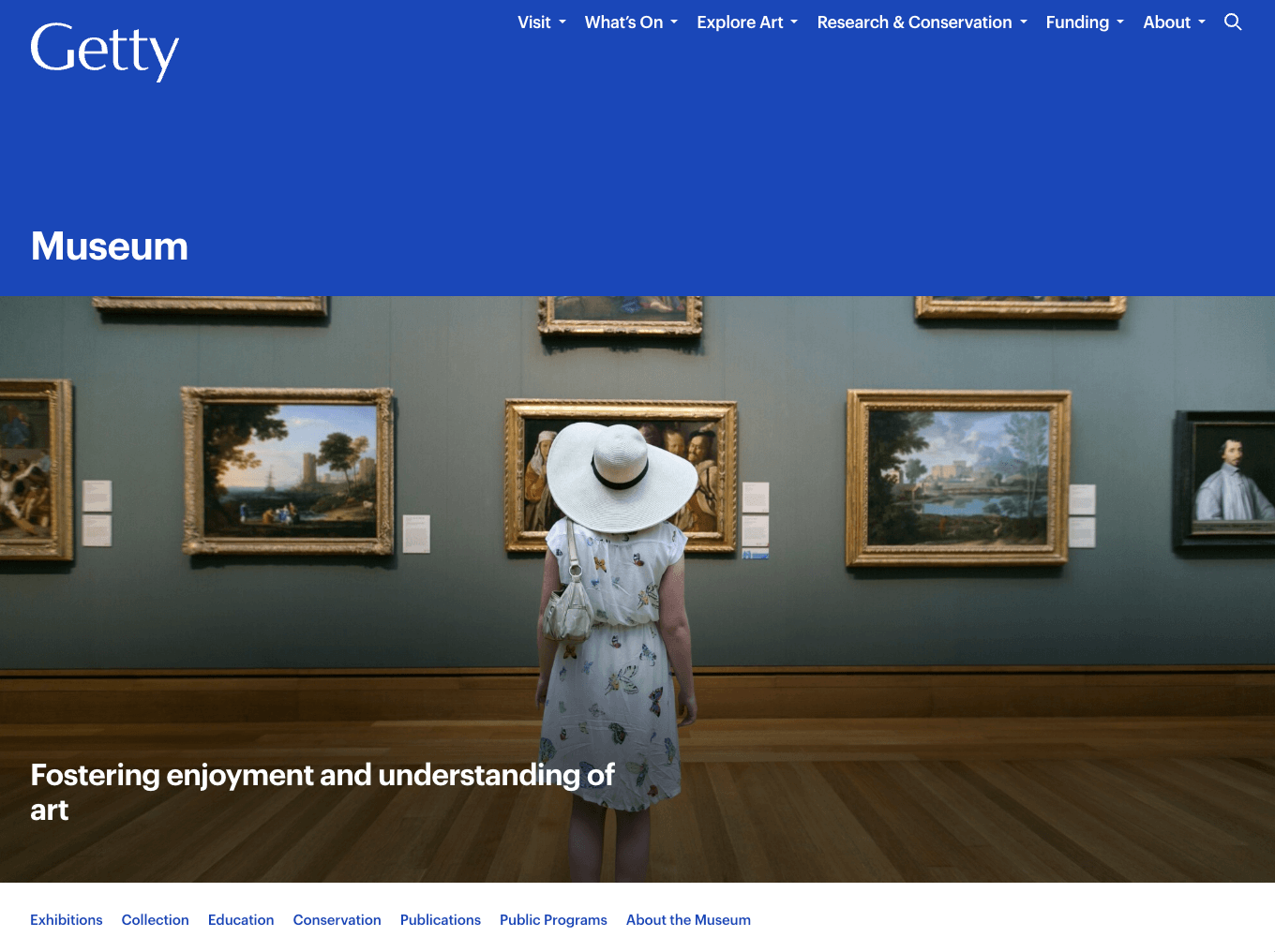 A snapshot of the Getty homepage